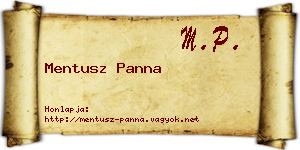 Mentusz Panna névjegykártya